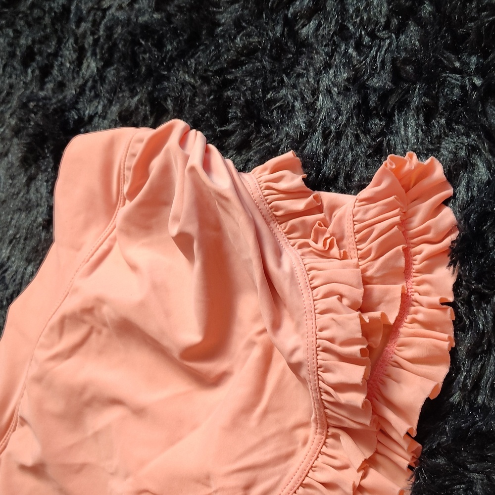 LIME RICKI-Peach Ruffle Women's SWIM SKRT SWIMWEAR SWIM-COVER UP SKIRT - Picture 2 of 10